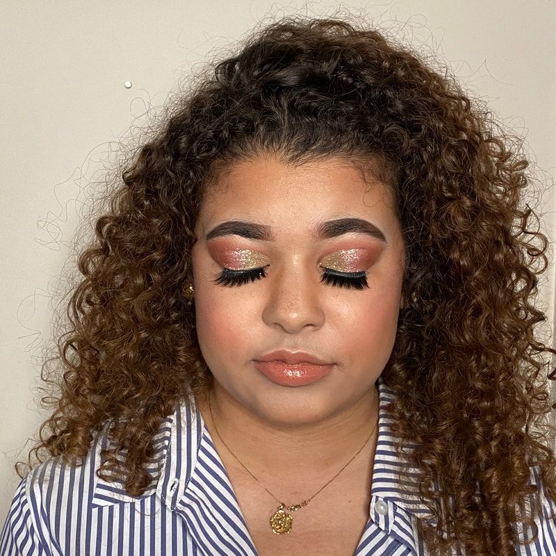 Before and after glitter eyeshadow with half cut crease – Light Skin – by Black Makeup Artist Jazmin Williams at Fab Faces by Jazz - District Heights, Maryland (MD)